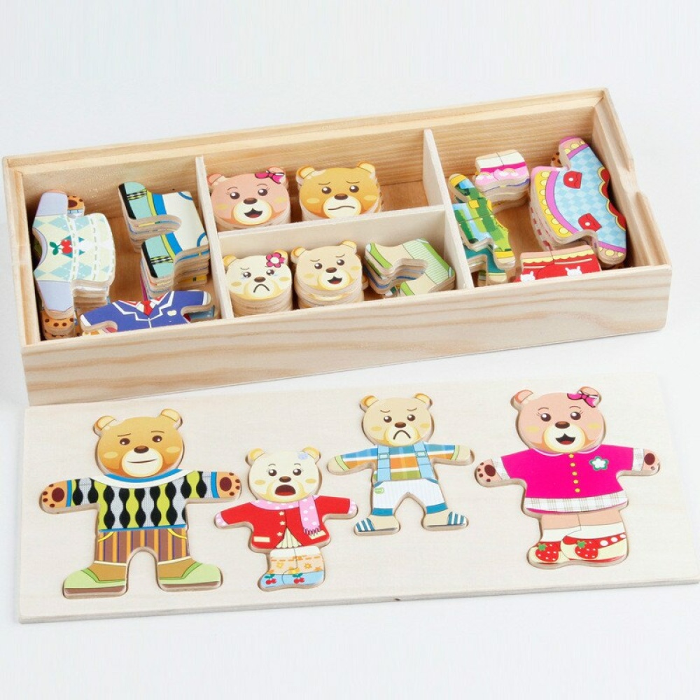 72-delige houten dierenpuzzel met houten doos