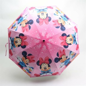 Roze en witte Mickey en Minnie Mouse paraplu voor kinderen