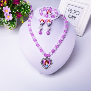 4-delige Prinses Sofia sieradenset voor meisjes in roze en witte kralen