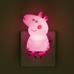 Roze Peppa Pig nachtlampje voor aan de muur op één stopcontact