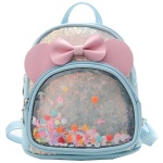 PU lederen schooltas met strik voor meisjes in blauw en roze