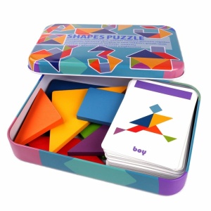 Kleurrijk houten educatief spel voor kinderen met witte kaarten