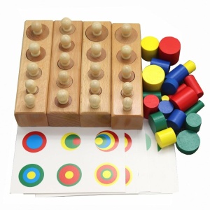 Gekleurd houten educatief speelgoed van hout met gekleurde stukjes