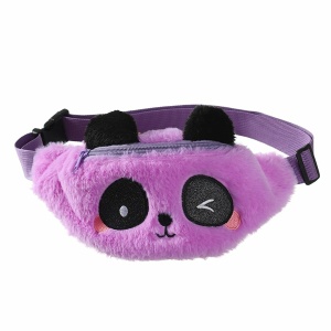 Panda pluche heuptasje voor meisjes in paars met zwarte ogen en oren
