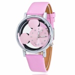 Stijlvolle kinderhorloge met mickey hoofd in roze en zilver
