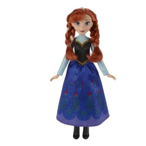 Frozen Anna pop met bruin haar en blauwe jurk