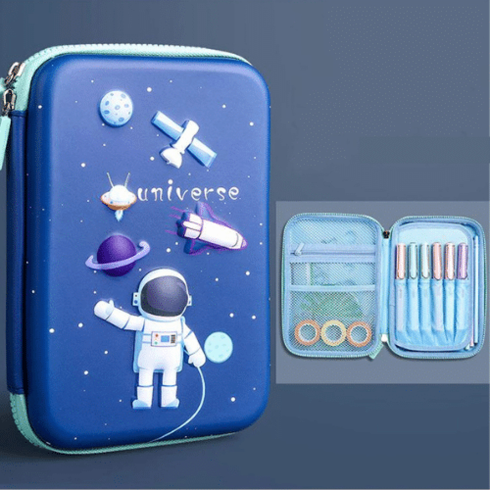 Blauw potloodetui Astronaut met ruimtevaartmotieven