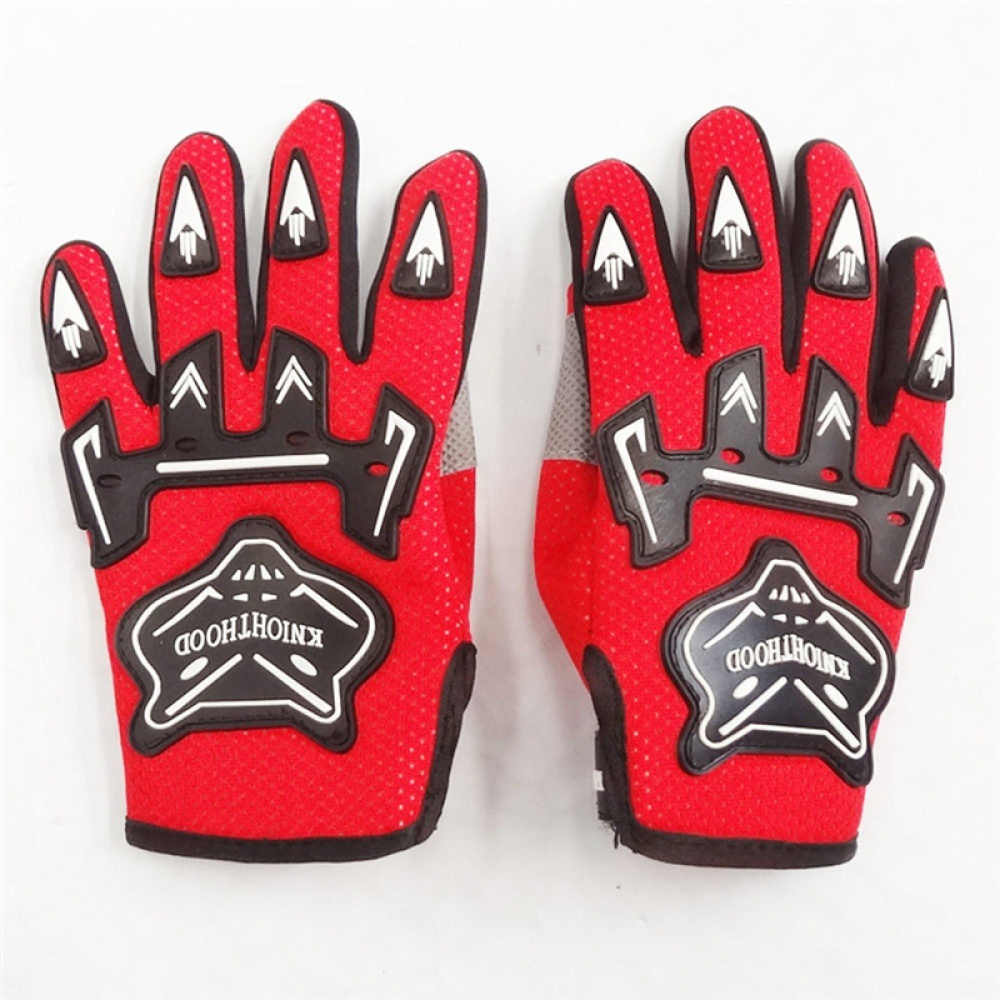 Motorcrosshandschoenen voor kinderen in rood met zwarte en witte bescherming