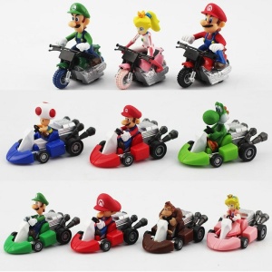 Set kleurrijke Super Mario-figuren en -auto's