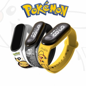 Elektronisch horloge Pokémon Pikachu in geel, grijs en wit met pikachu-motieven
