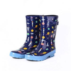 Waterdichte rubberen regenlaarzen voor kinderen in blauw met patronen