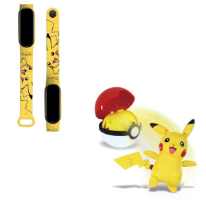 Set pokémon horloge + pokéballs met geel pikachu motief