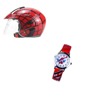 Spiderman helm + horloge pack in rood en zwart