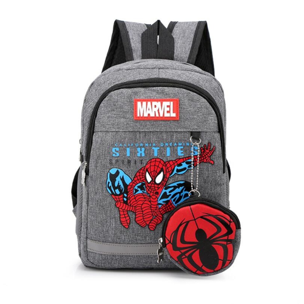 Spiderman kinderrugzak met grijs tasje en rood en blauw motief