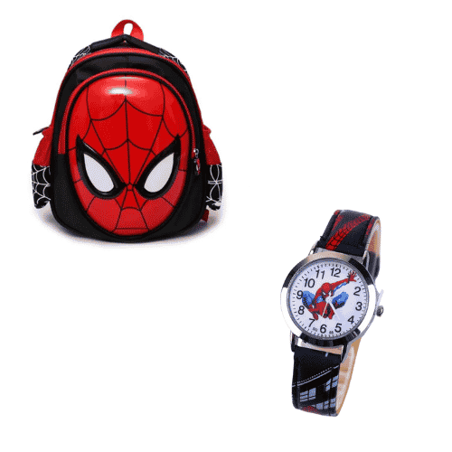 Horloge + spiderman rugzak in rood en zwart