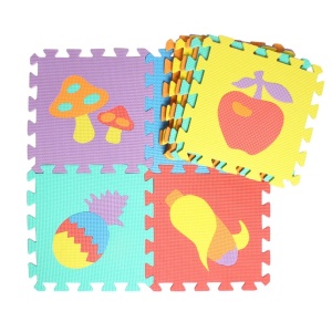 Veelkleurig puzzeltapijt met fruitmotieven van schuimrubber voor kinderen
