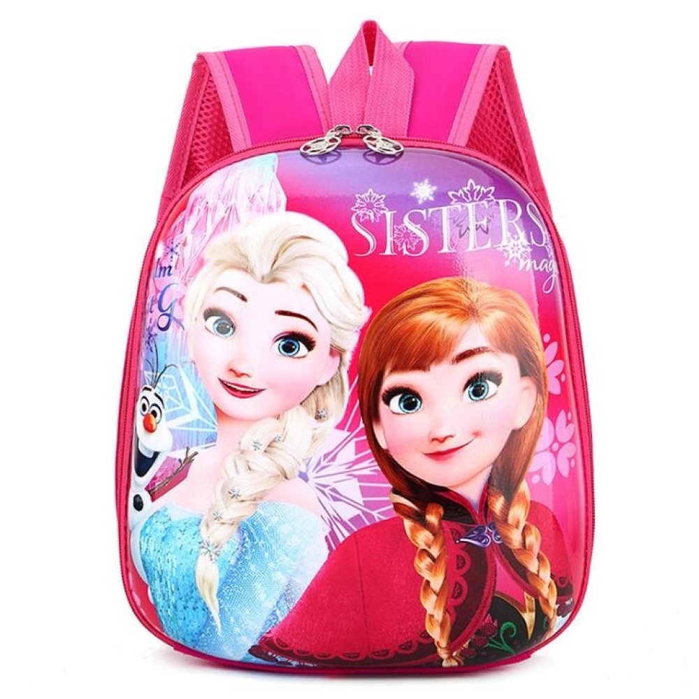 Elsa en Anna Sneeuwkoningin rugzak in roze met ontwerp op de voorkant