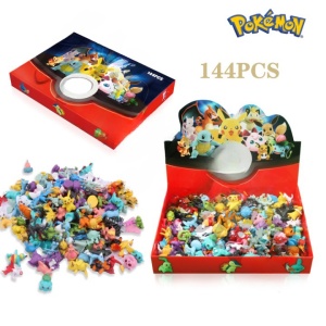 Kleurrijke Pokémon-figuurtjes voor kinderen in een rode doos