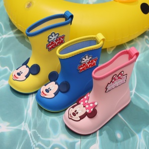 Mickey Mouse antislip rubberlaarzen voor kinderen in geel, blauw en roze water