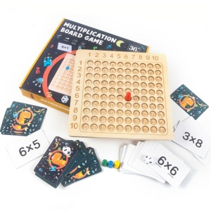 Montessori houten vermenigvuldigingsspel voor kinderen met kaarten en patronen
