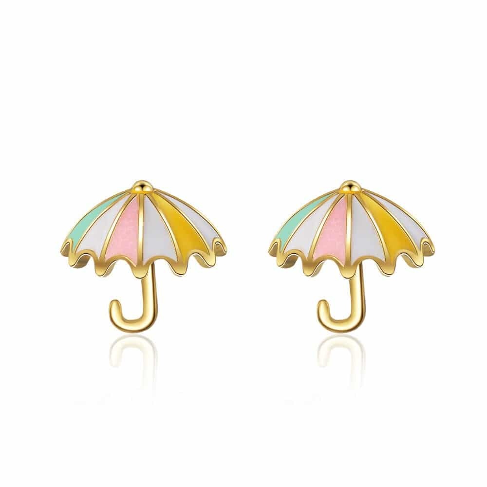Gouden parapluoorbellen voor kleine meisjes