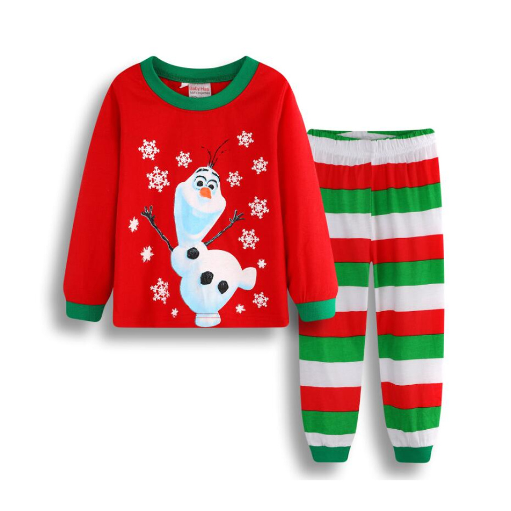 Kerstpyjama van Olaf en de Kerstman voor kinderen met een witte achtergrond