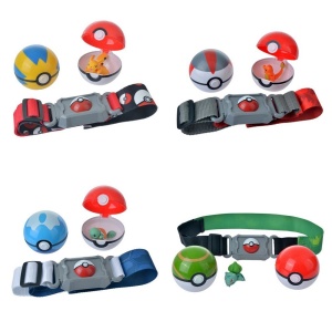 Pokémon riem met een Pokeball en verschillende figuurtjes met een witte achtergrond