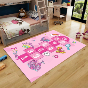 3D prinsessen hinkelbaan tapijt voor kinderen met achtergrond voor een kinderkamer
