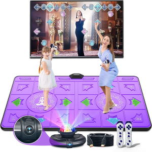 Dansmat met twee draadloze joysticks voor kinderen met een witte achtergrond